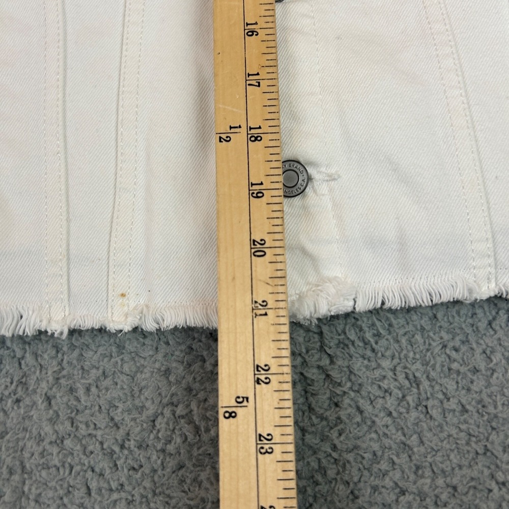 Lucky Brand Jacket Women Small Petite White The Tomboy Trucker Fringe Hem - Picture 5 of 16